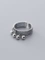 thumb 925 Sterling Silver   Retro Multilayer Twist Glossy Beads Free Size Ring 2