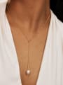 thumb Stainless steel Imitation Pearl Tassel Minimalist Lariat Necklace 1