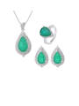 thumb Brass Cubic Zirconia Vintage Water Drop Earring Ring and Necklace Set 0