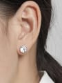 thumb 925 Sterling Silver Shell Geometric Minimalist Stud Earring 2