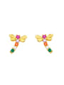 thumb Brass Cubic Zirconia Heart Dainty  Butterfly Stud Earring 3