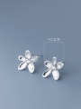 thumb 925 Sterling Silver Rhinestone Flower Minimalist Stud Earring 2