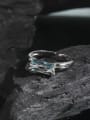 thumb 925 Sterling Silver Cubic Zirconia Blue Geometric Dainty Ring 1