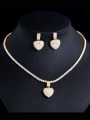thumb Brass Cubic ZirconiaLuxury Heart   Earring and Necklace Set 0