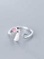 thumb 925 Sterling Silver Enamel Pink Mouse Cute Free Size Ring 2