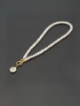 thumb Stainless steel Freshwater Pearl Geometric Minimalist Necklace 0