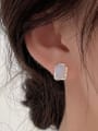 thumb 925 Sterling Silver Synthetic Opal Rectangle Minimalist Stud Earring 1