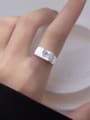 thumb 925 Sterling Silver Glass Stone Geometric Minimalist Band Ring 1