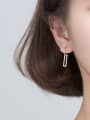 thumb 925 Sterling Silver With Platinum Plated Simplistic  Hollow Geometric Drop Earrings 1