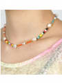 thumb Stainless steel Freshwater Pearl Multi Color Round Bohemia Beaded Necklace 2