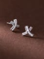 thumb 925 Sterling Silver Cubic Zirconia Cross Dainty Stud Earring 2