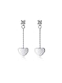 thumb 925 Sterling Silver Smooth Heart Minimalist Threader Earring 0