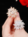 thumb Copper With Cubic Zirconia Fashion Flower Statement Free Size Rings 2