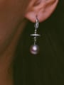thumb 925 Sterling Silver Freshwater Pearl White Round Trend Hook Earring 2