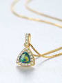 thumb 925 sterling silver simple triangle Opal Pendant Necklace 3