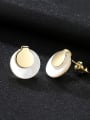 thumb 925 Sterling Silver Shell White Round Minimalist Stud Earring 3