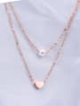thumb Titanium Imitation Pearl White Heart Minimalist Multi Strand Necklace 0
