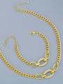 thumb Brass Cubic Zirconia Hollow Geometric chain Vintage Necklace 0