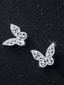 thumb 925 Sterling Silver Cubic Zirconia Butterfly Dainty Stud Earring 4