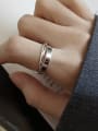 thumb 925 Sterling Silver  Simple Double Round Cross Buckle Free Size Stackable Ring 1