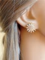 thumb Brass Cubic Zirconia Sun Flower Luxury Stud Earring 1