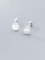 thumb 925 Sterling Silver Round Cubic Zirconia   Minimalist Stud Earring 0