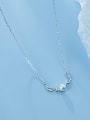thumb 925 Sterling Silver Imitation Pearl Wing Minimalist Necklace 0