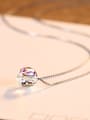 thumb 925 Sterling Silver Simple Synthetic Crystal Pendant Necklace 3