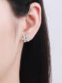 thumb 925 Sterling Silver Moissanite Snow Flower Dainty Stud Earring 1
