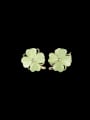 thumb Brass Cubic Zirconia Clover Minimalist Earring 2
