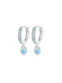 thumb 925 Sterling Silver Turquoise Heart Dainty Huggie Earring 0