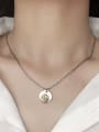 thumb Vintage Sterling Silver With Platinum Plated Simplistic Round Smiley Necklaces 1