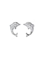 thumb 925 Sterling Silver Cubic Zirconia Dolphin Cute Stud Earring 4