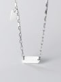thumb 925 Sterling Silver Simple fashion letters LUCKY square Necklace 3