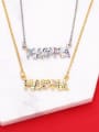 thumb Brass Cubic Zirconia Letter Ethnic Necklace 0
