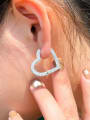 thumb Brass Cubic Zirconia Heart Luxury Huggie Earring 1