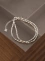 thumb 925 Sterling Silver Geometric Vintage Double Layer Chain Strand Bracelet 2