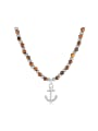 thumb Stainless steel Tiger Eye Anchor Vintage Bead Chain Necklace 0