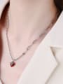 thumb 925 Sterling Silver Enamel Friut Vintage Asymmetrical Chain Heart Necklace 1