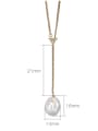 thumb 925 Sterling Silver Freshwater Pearl Irregular Vintage Lariat Necklace 4
