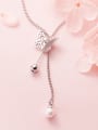 thumb 925 Sterling Silver Imitation Pearl  Butterfly Minimalist Lariat Necklace 0