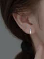 thumb 925 Sterling Silver Rhinestone Rectangle Minimalist Stud Earring 1