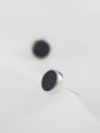 thumb 925 Sterling Silver Obsidian Round Minimalist Stud Earring 2