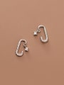 thumb 925 Sterling Silver Cubic Zirconia Geometric Minimalist Huggie Earring 2