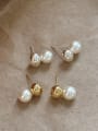 thumb 925 Sterling Silver Imitation Pearl Round Vintage Drop Earring 2