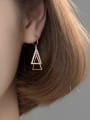 thumb 925 Sterling Silver Cubic Zirconia Triangle Minimalist Hook Earring 1