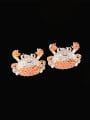 thumb Brass Cubic Zirconia Crab Cute Stud Earring 0