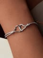 thumb 925 Sterling Silver Cubic Zirconia Heart Dainty Link Bracelet 1