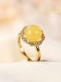 thumb 925 Sterling Silver Amber Flower Cute Band Ring 2