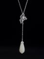 thumb 925 Sterling Silver Jade Butterfly Tassel Vintage Necklace 0